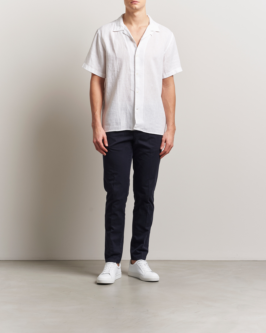 Homme | Chemises | KnowledgeCotton Apparel | Short Sleeve Linen Resort Shirt Bright White