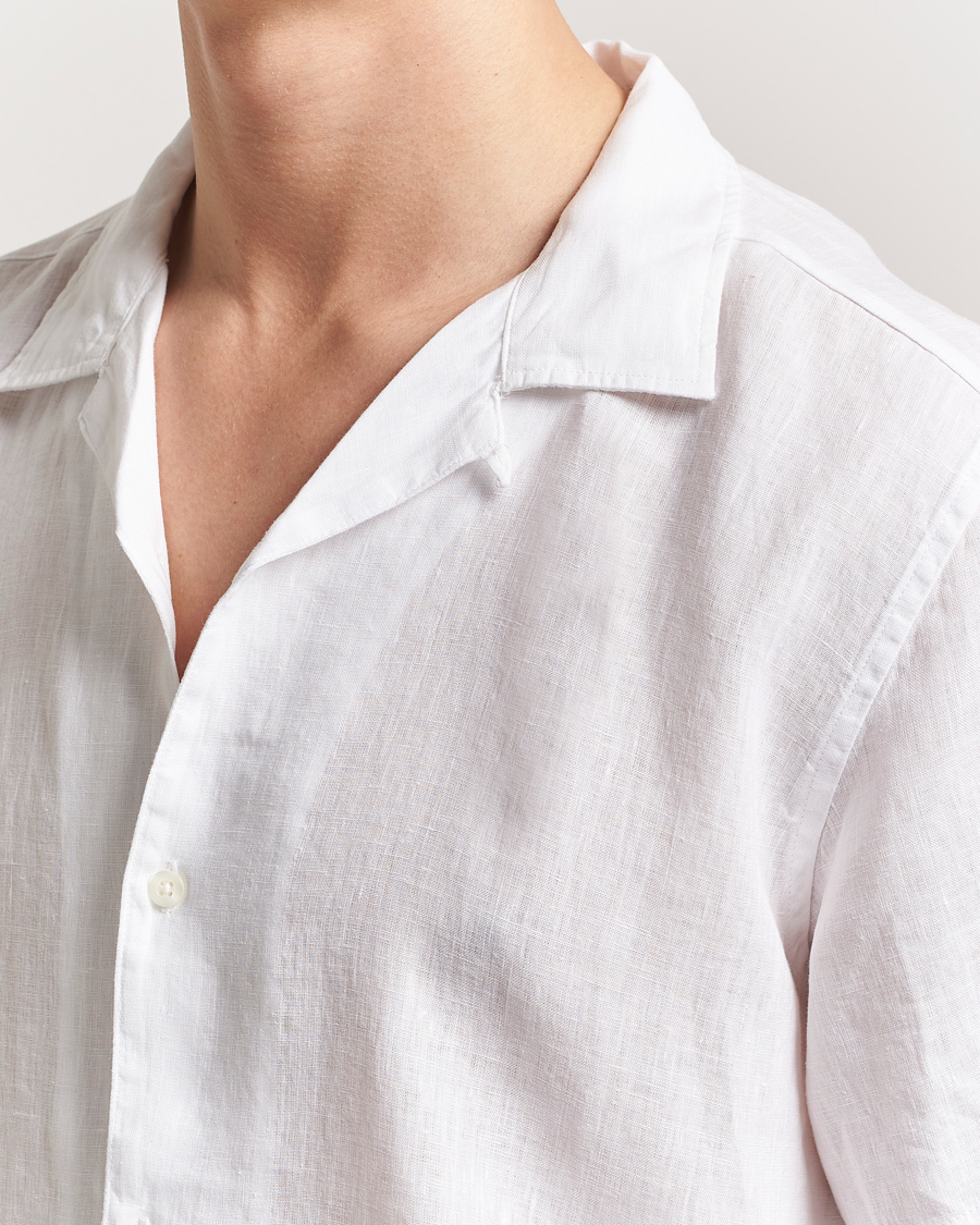 Homme | Chemises | KnowledgeCotton Apparel | Short Sleeve Linen Resort Shirt Bright White