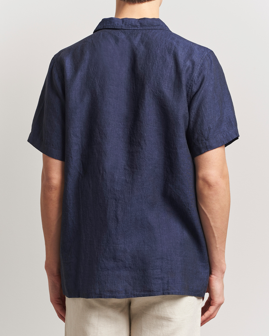Homme | Chemises | KnowledgeCotton Apparel | Short Sleeve Linen Resort Shirt Total Eclipse