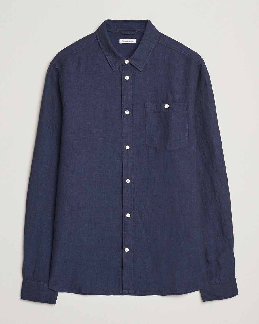 Homme | Chemises | KnowledgeCotton Apparel | Regular Linen Shirt Total Eclipse