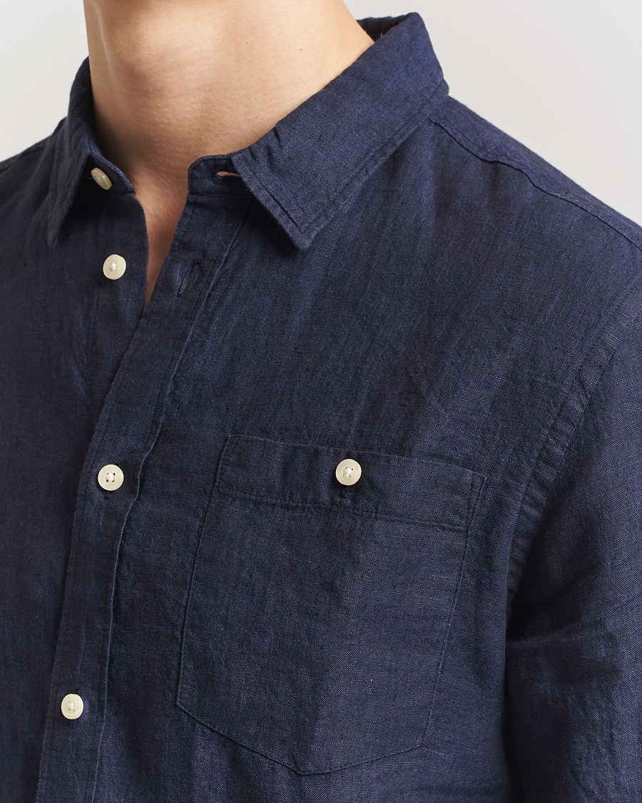 Homme | Chemises | KnowledgeCotton Apparel | Regular Linen Shirt Total Eclipse