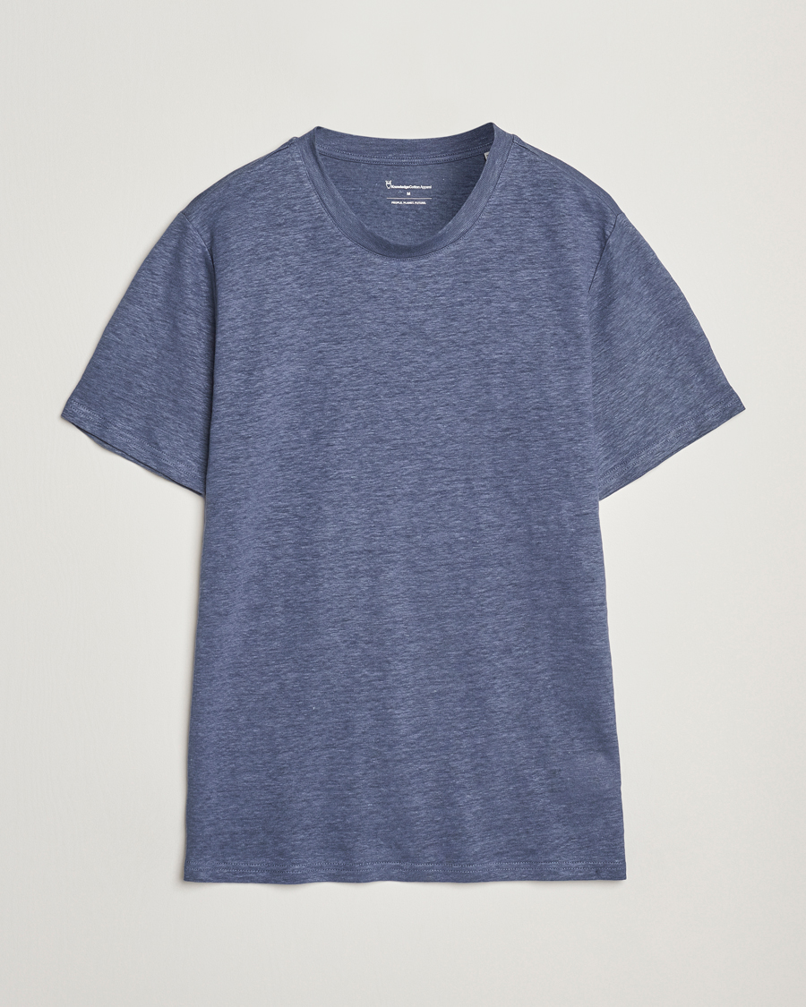 Homme | T-shirts | KnowledgeCotton Apparel | Organic Linen T-Shirt Vintage Indigo
