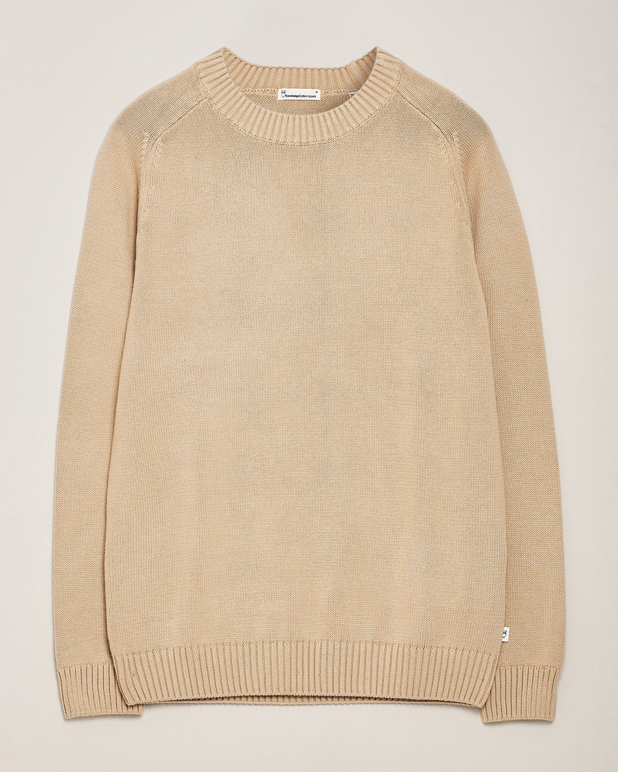 Homme | Pulls Et Tricots | KnowledgeCotton Apparel | Plain Knitted Cotton Crew Light Feather Grey