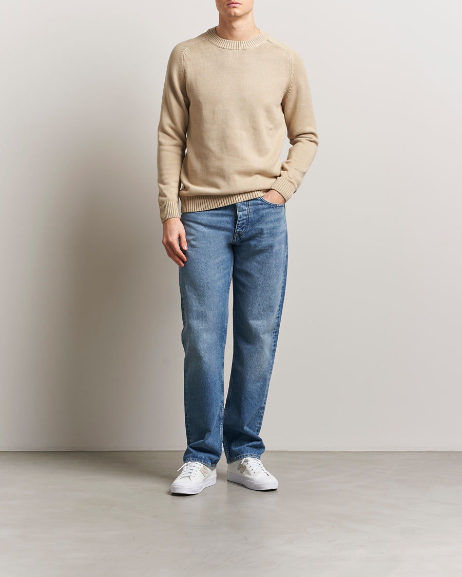 Homme | Pulls Et Tricots | KnowledgeCotton Apparel | Plain Knitted Cotton Crew Light Feather Grey