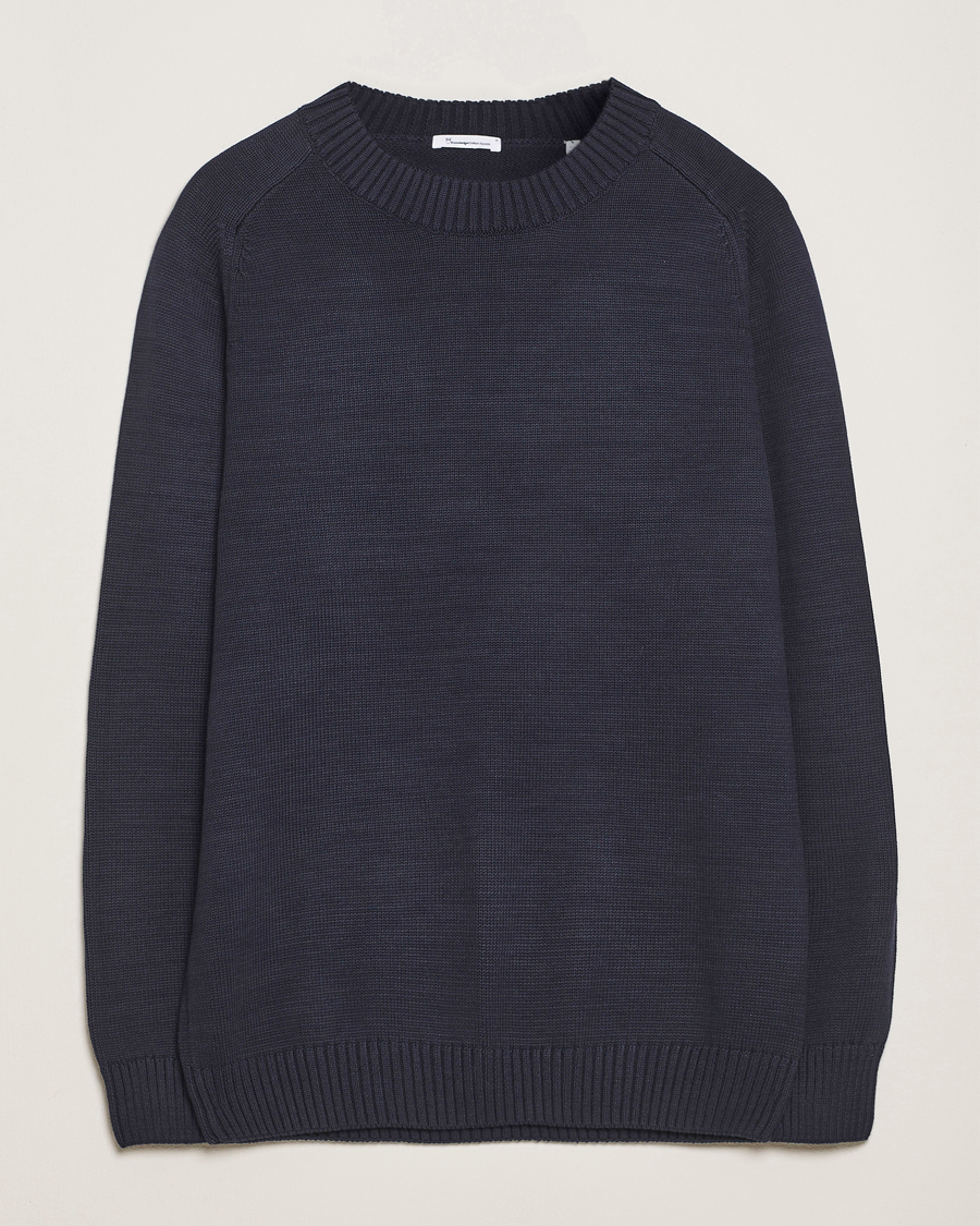 Homme | Pulls Et Tricots | KnowledgeCotton Apparel | Plain Knitted Cotton Crewneck Night Sky