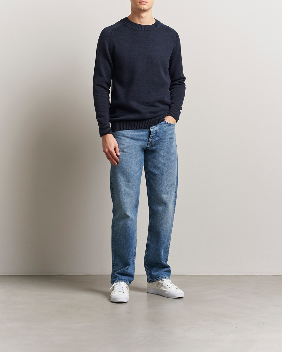 Homme | Pulls Et Tricots | KnowledgeCotton Apparel | Plain Knitted Cotton Crewneck Night Sky