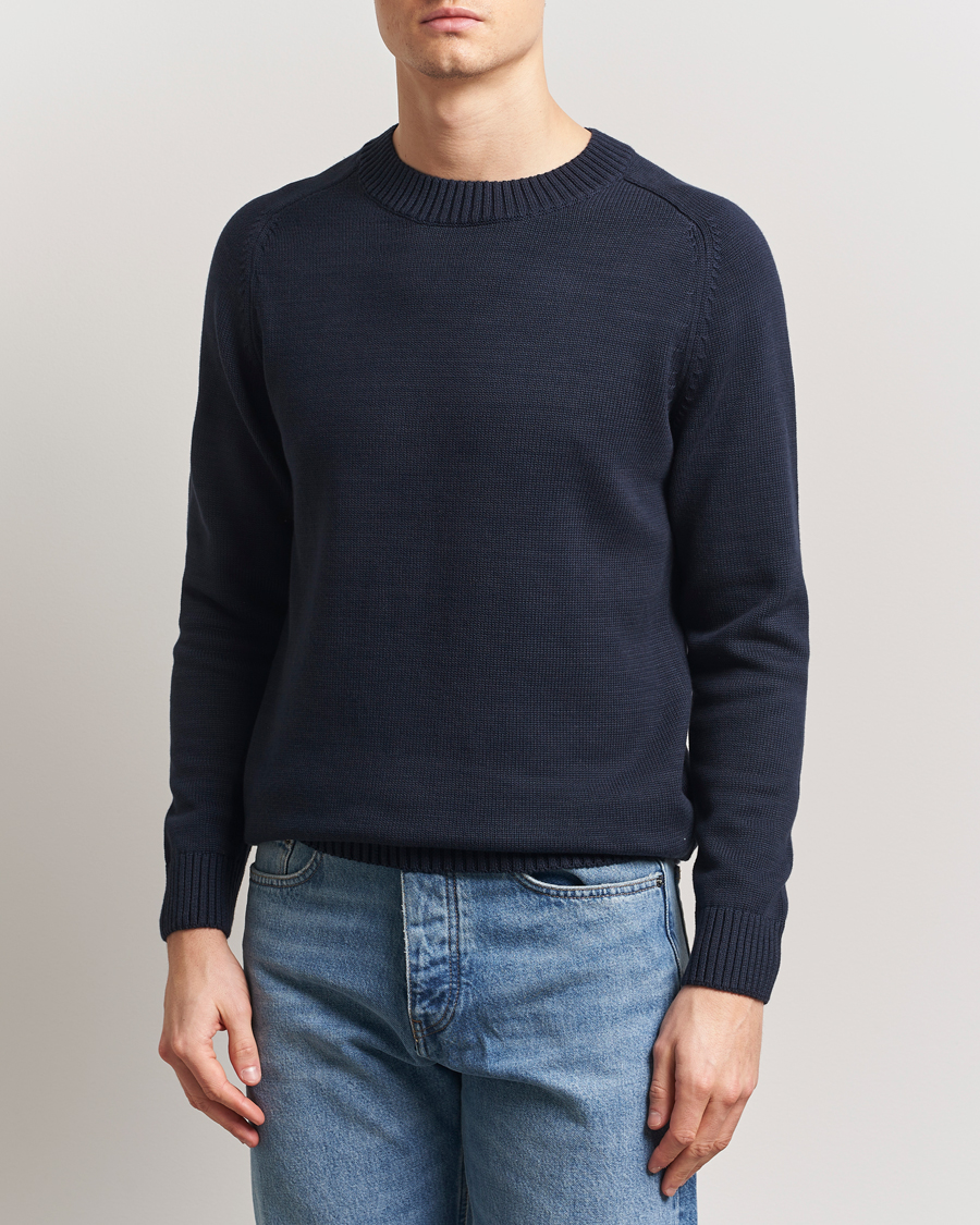 Homme | Pulls Et Tricots | KnowledgeCotton Apparel | Plain Knitted Cotton Crewneck Night Sky
