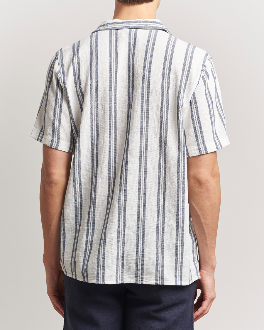 Homme | Chemises | KnowledgeCotton Apparel | Box Short Sleeve Stripe Shirt Blue