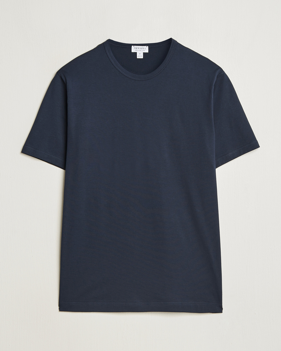 Homme | T-shirts | Sunspel | Crew Neck Q82 Cotton T-Shirt Midnight Navy