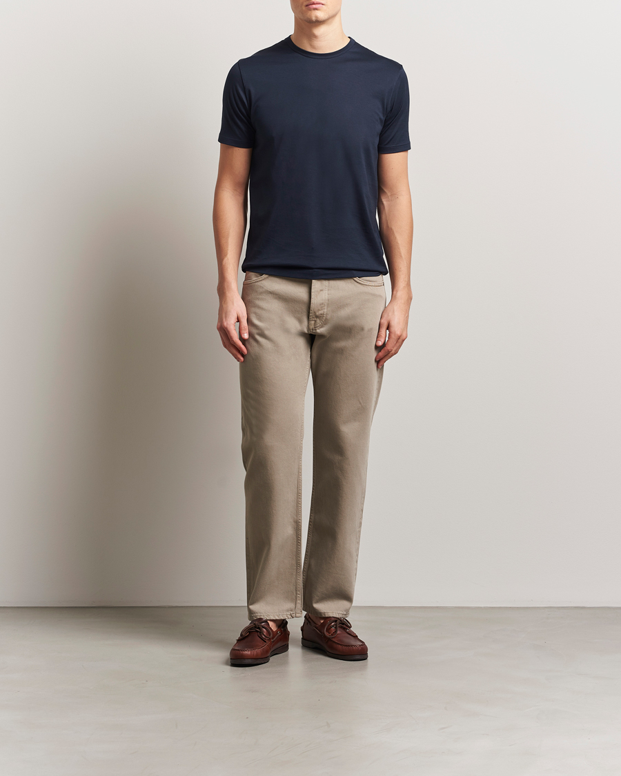 Homme | T-shirts | Sunspel | Crew Neck Q82 Cotton T-Shirt Midnight Navy