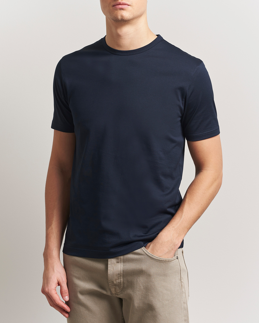Homme | T-shirts | Sunspel | Crew Neck Q82 Cotton T-Shirt Midnight Navy