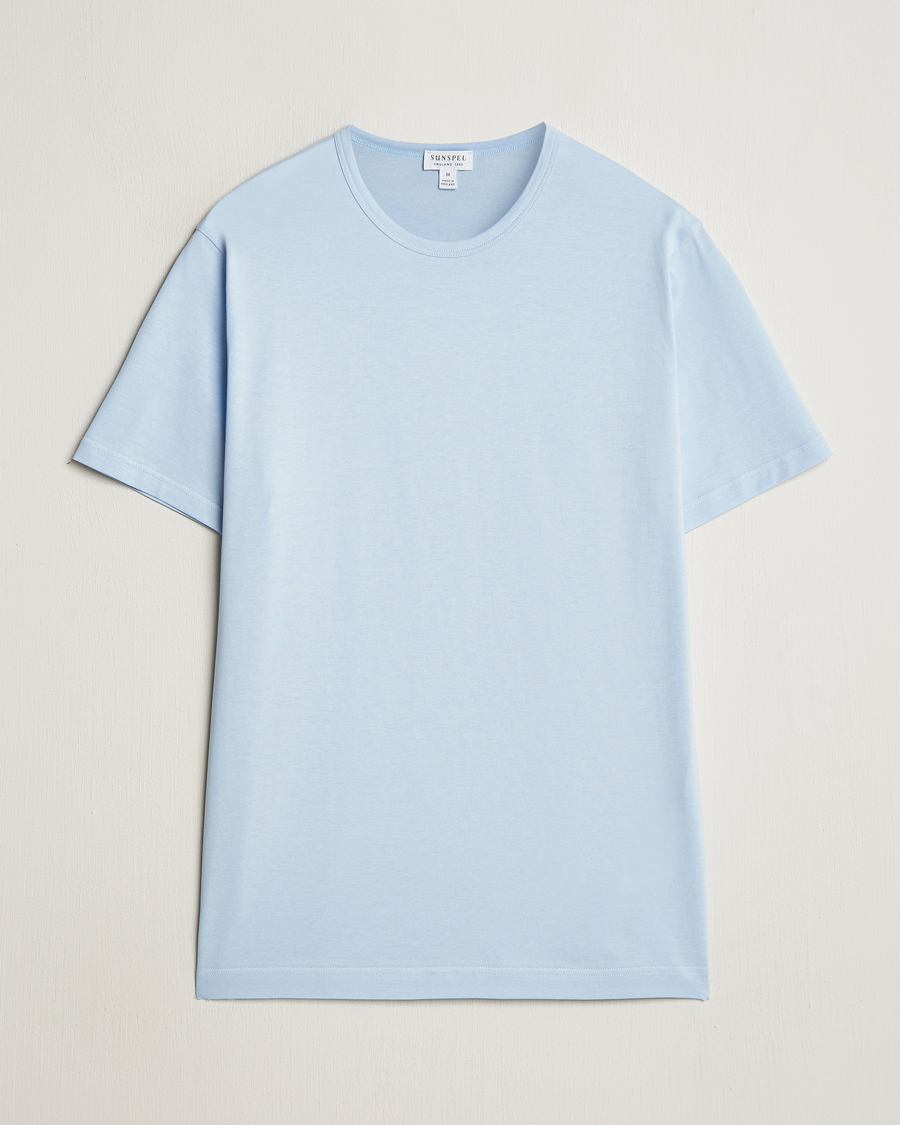 Homme | T-shirts | Sunspel | Crew Neck Q82 Cotton T-Shirt Blue Mist