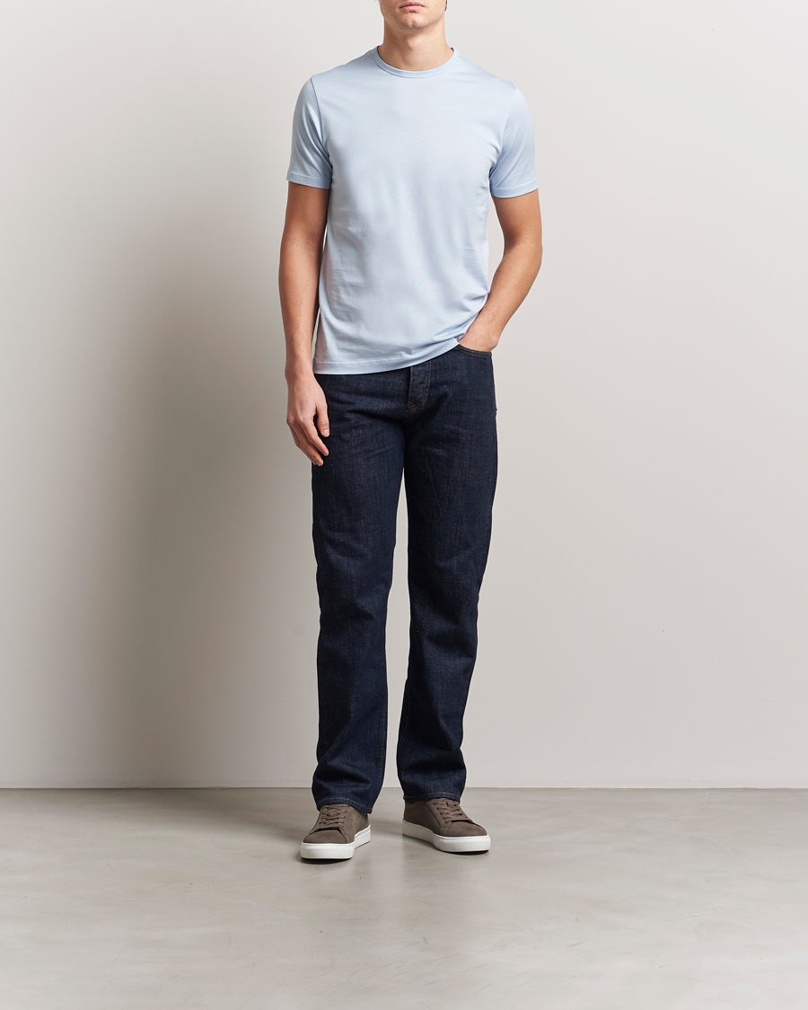 Homme | T-shirts | Sunspel | Crew Neck Q82 Cotton T-Shirt Blue Mist