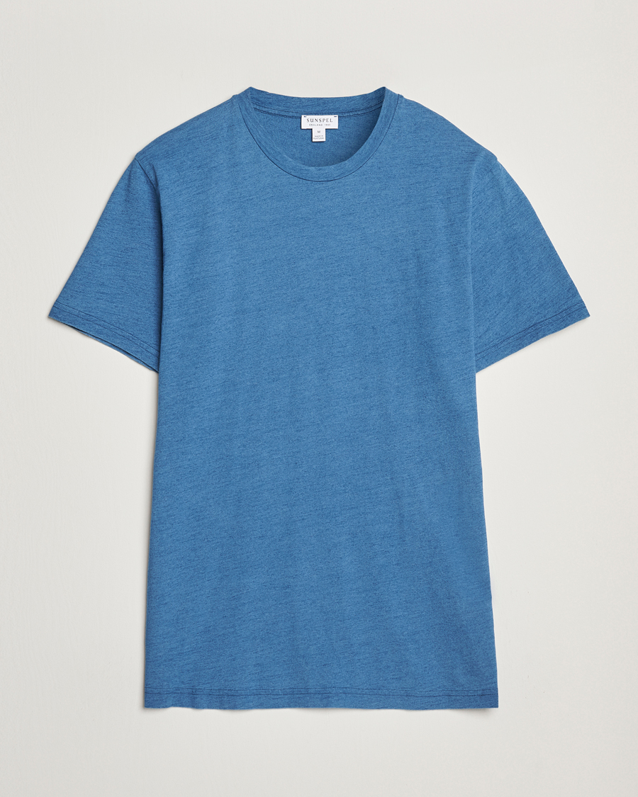 Homme | T-shirts | Sunspel | Riviera Midweight T-Shirt Mid Indigo Wash
