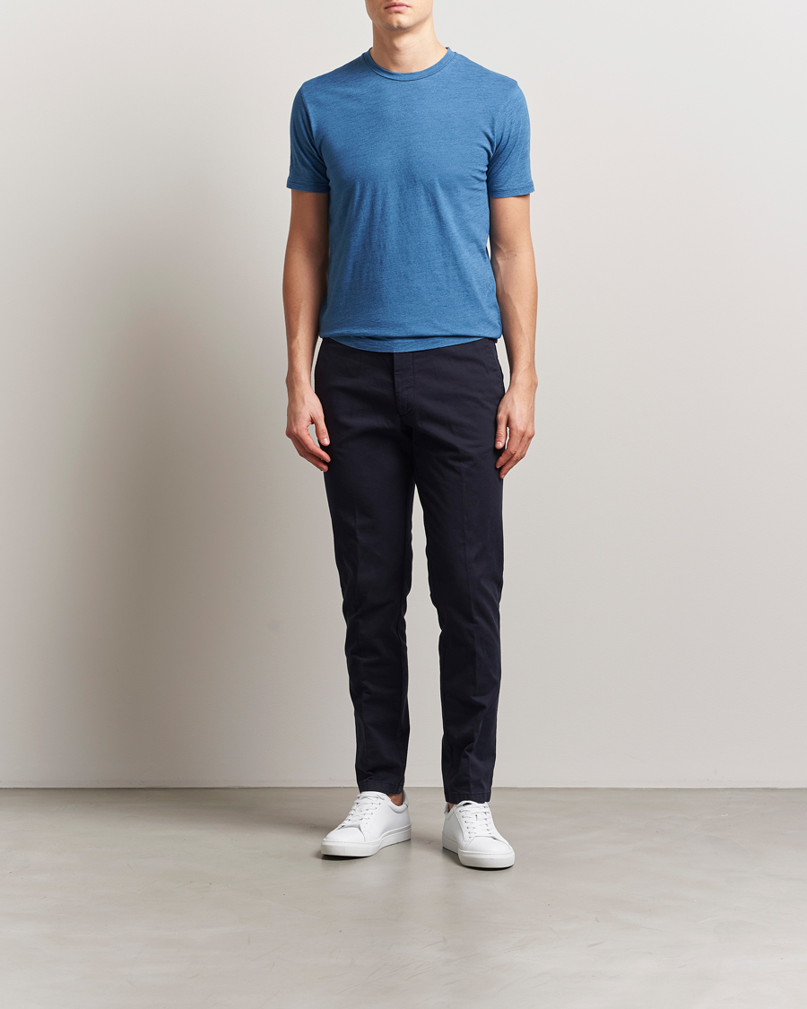 Homme | T-shirts | Sunspel | Riviera Midweight T-Shirt Mid Indigo Wash