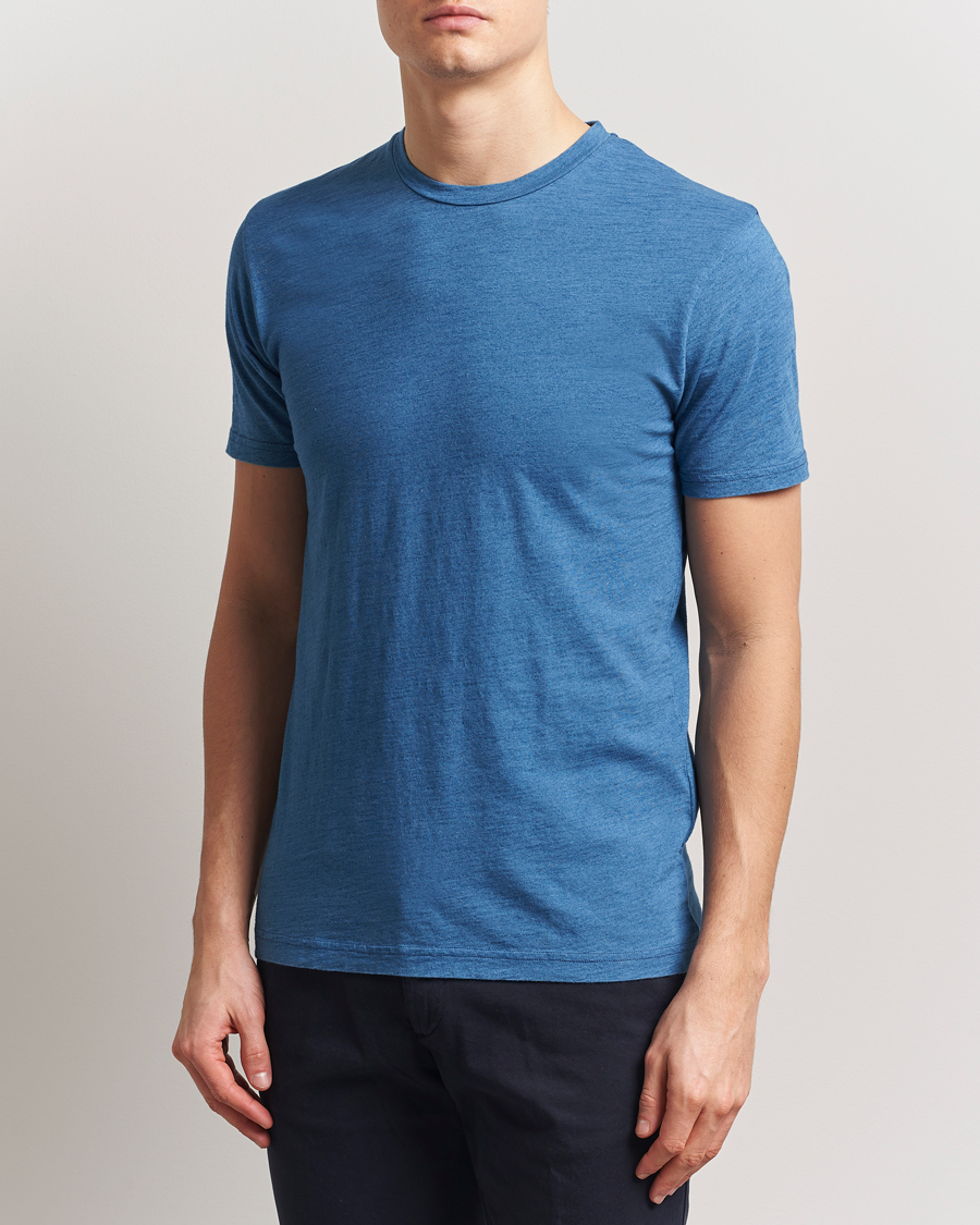 Homme | T-shirts | Sunspel | Riviera Midweight T-Shirt Mid Indigo Wash