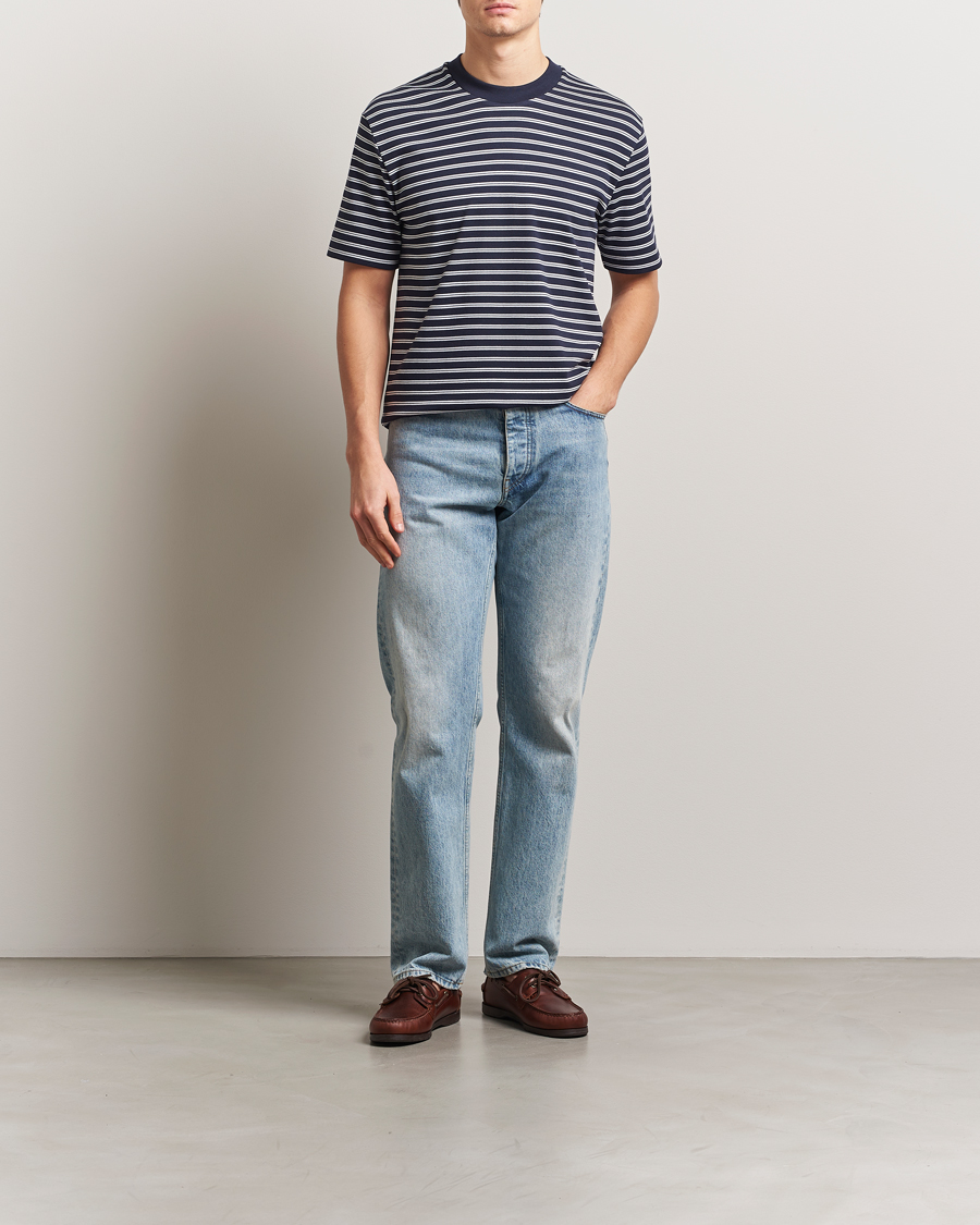 Homme | T-shirts | Sunspel | Heavy Weight Supima Cotton T-Shirt Navy/White