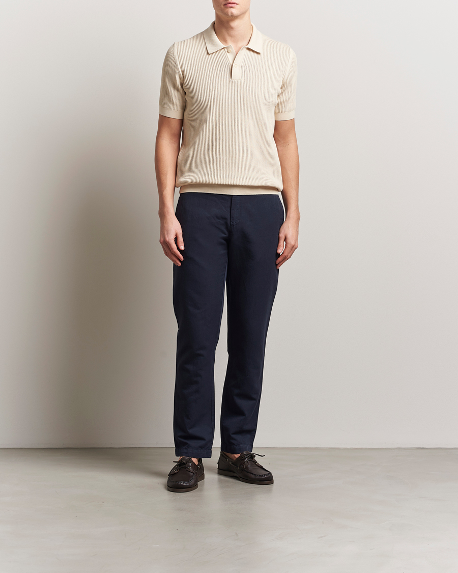 Homme | Polos | Sunspel | Mesh Knit Stitch Polo Ecru