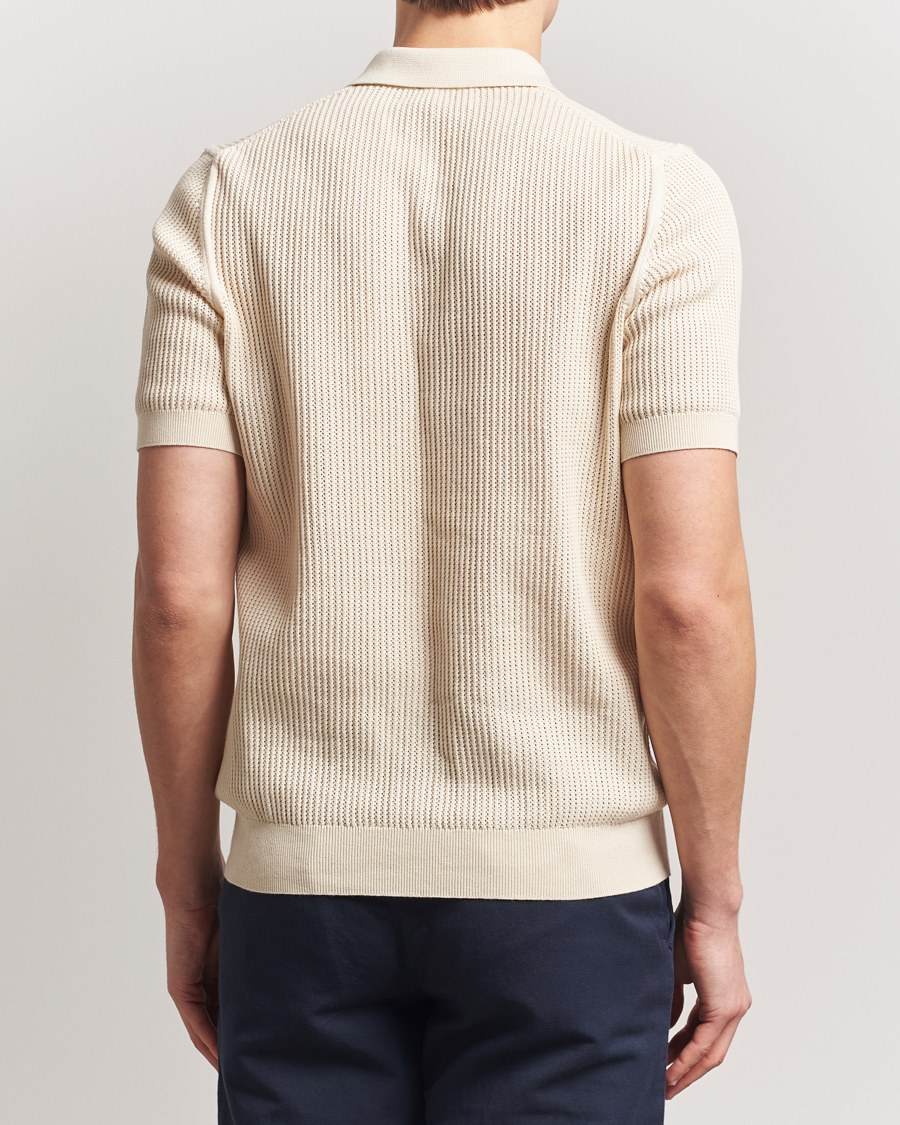 Homme | Polos | Sunspel | Mesh Knit Stitch Polo Ecru