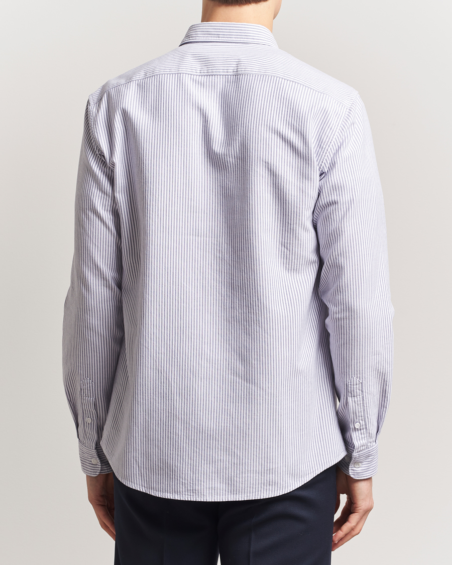 Homme | Chemises | Sunspel | Striped Oxford Button Down Shirt White/Navy
