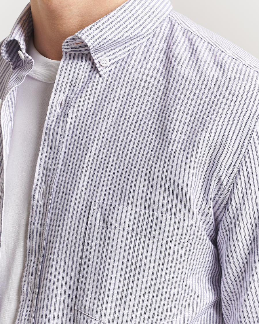 Homme | Chemises | Sunspel | Striped Oxford Button Down Shirt White/Navy