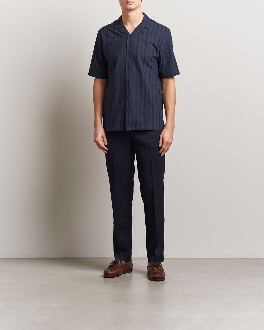 Homme | Chemises | Sunspel | Embroidered Cotton Camp Shirt Navy