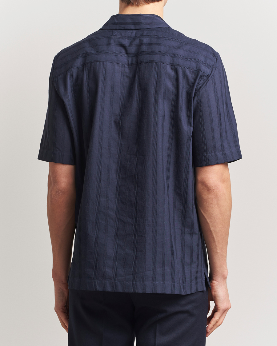Homme | Chemises | Sunspel | Embroidered Cotton Camp Shirt Navy