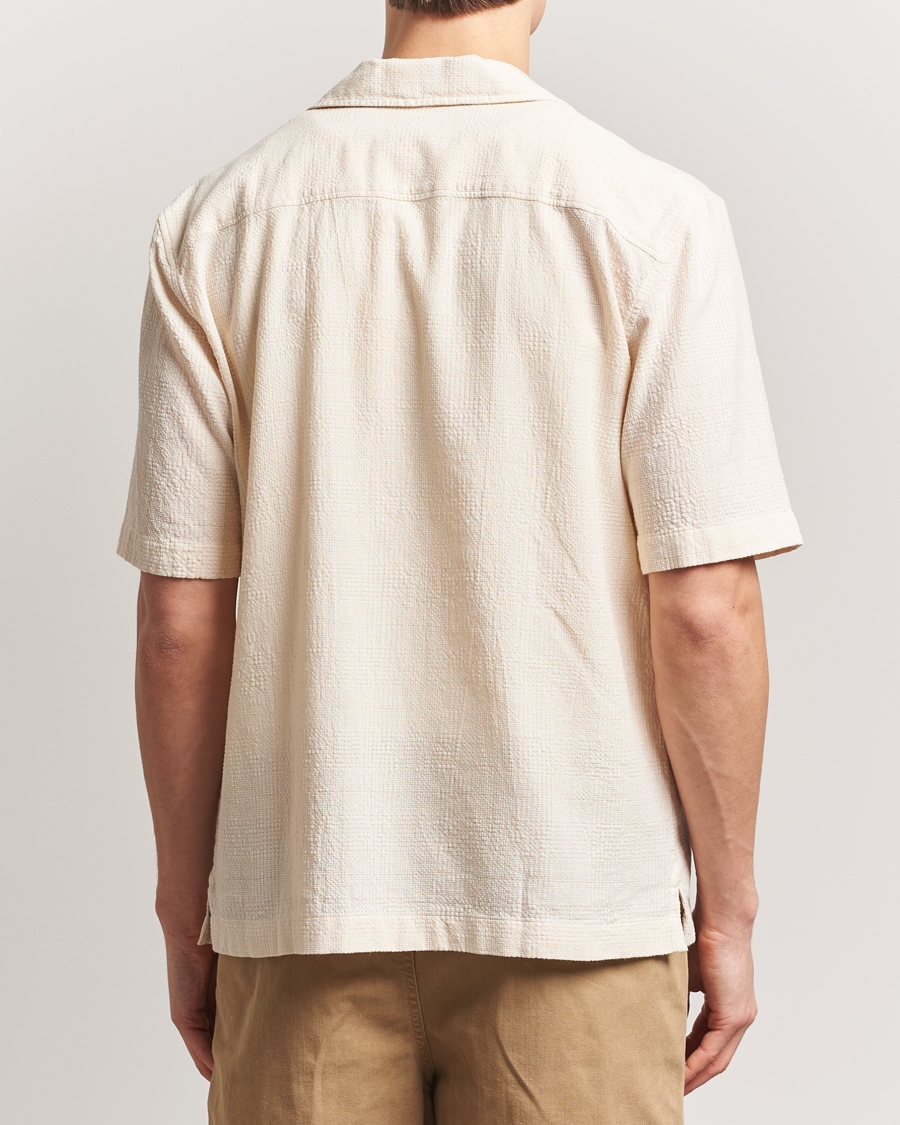 Homme | Chemises | Sunspel | Loose Weave Check Cotton Camp Shirt Ecru