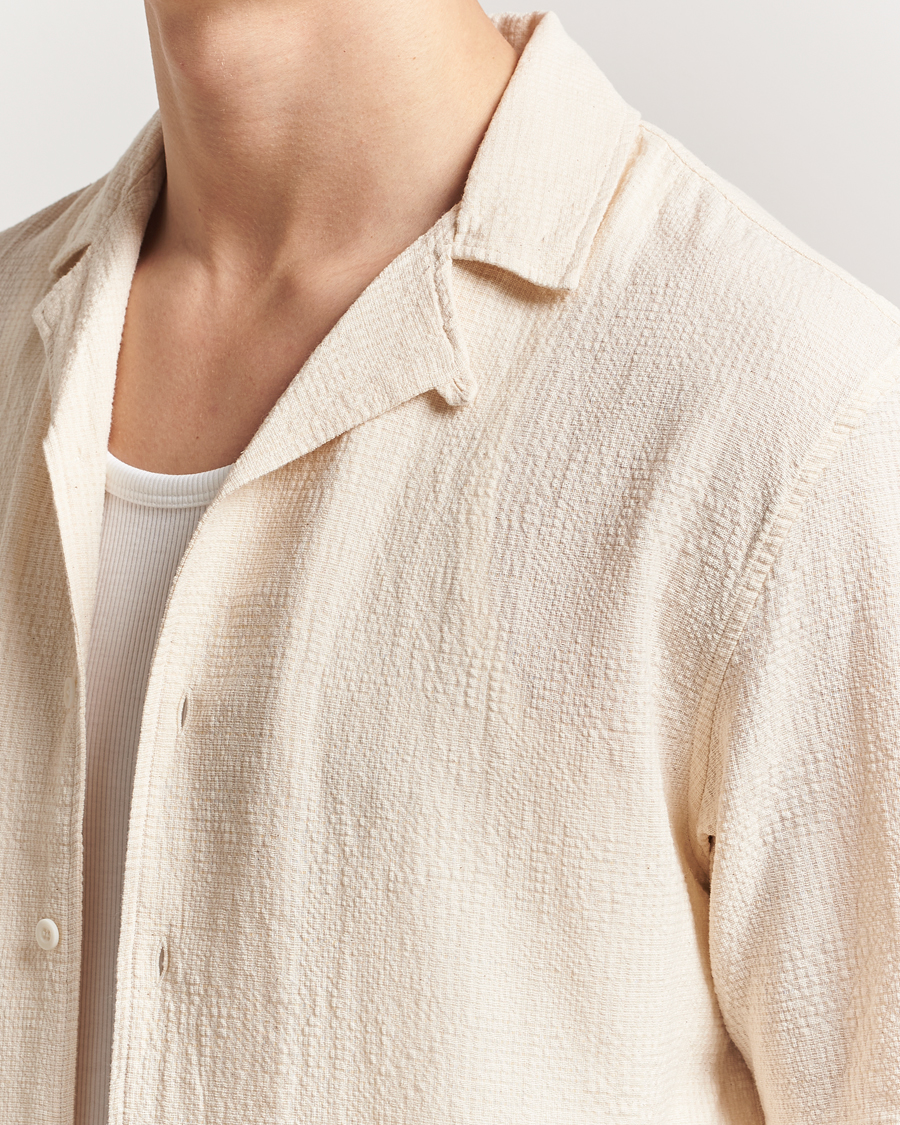 Homme | Chemises | Sunspel | Loose Weave Check Cotton Camp Shirt Ecru
