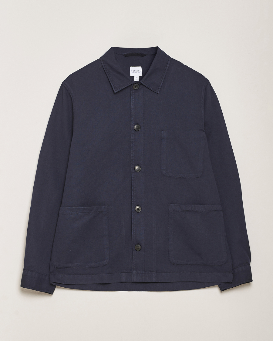 Homme | Chemises | Sunspel | Twin Pocket Cotton/Linen Jacket Navy