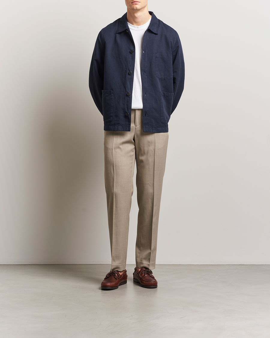 Homme | Chemises | Sunspel | Twin Pocket Cotton/Linen Jacket Navy