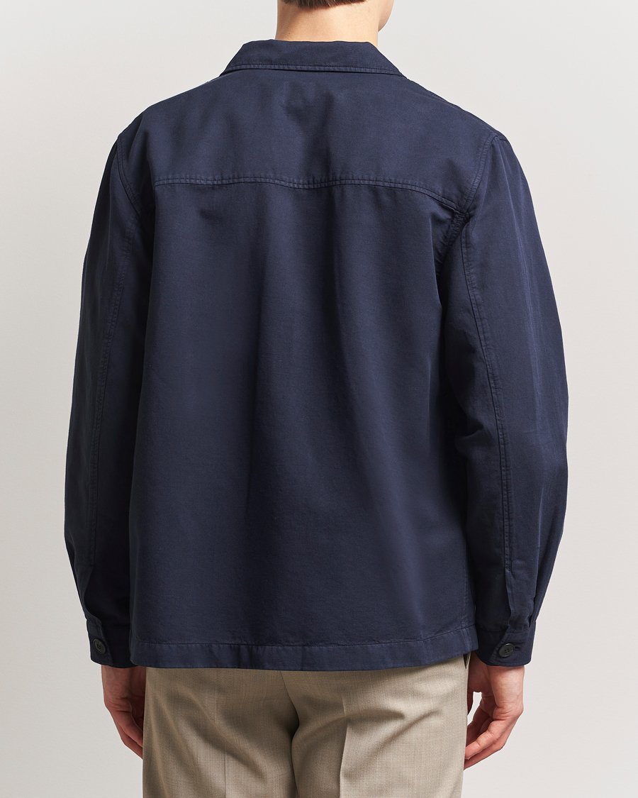 Homme | Chemises | Sunspel | Twin Pocket Cotton/Linen Jacket Navy