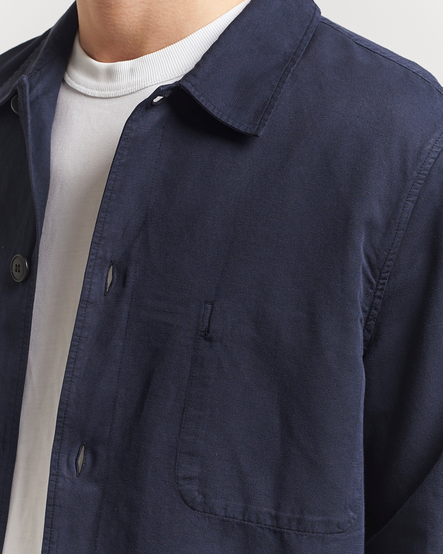 Homme | Chemises | Sunspel | Twin Pocket Cotton/Linen Jacket Navy