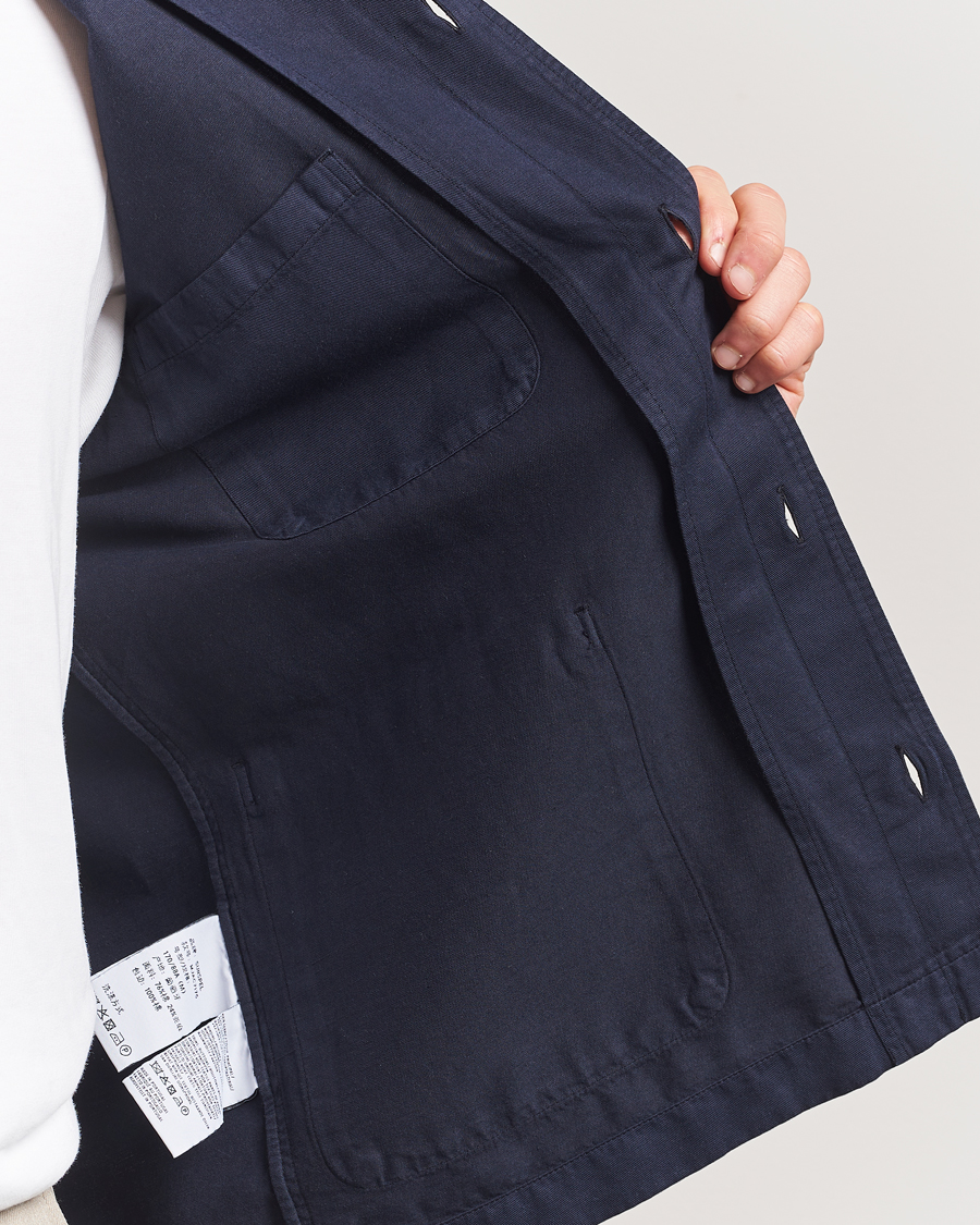 Homme | Chemises | Sunspel | Twin Pocket Cotton/Linen Jacket Navy