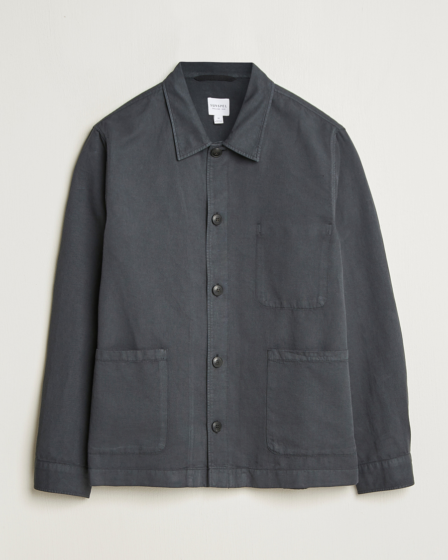 Homme | Chemises | Sunspel | Twin Pocket Cotton/Linen Jacket Charcoal