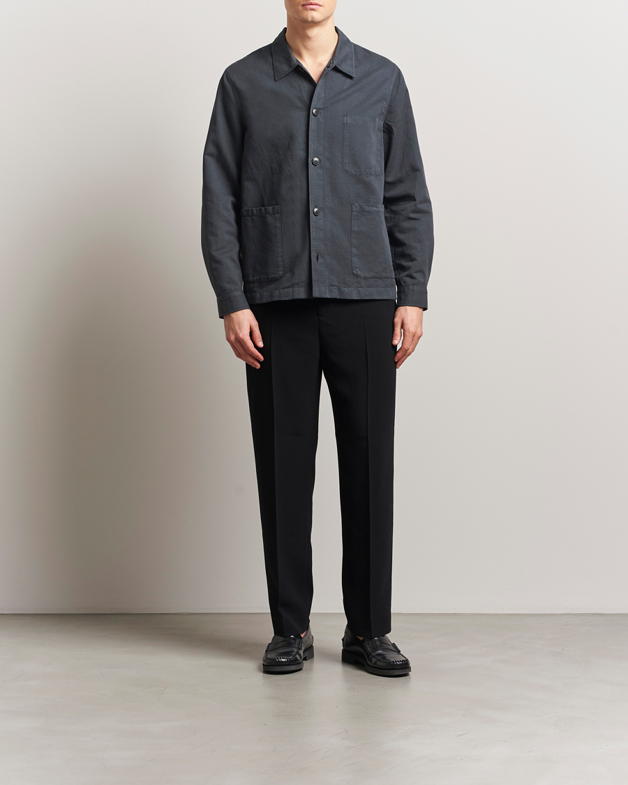 Homme | Chemises | Sunspel | Twin Pocket Cotton/Linen Jacket Charcoal