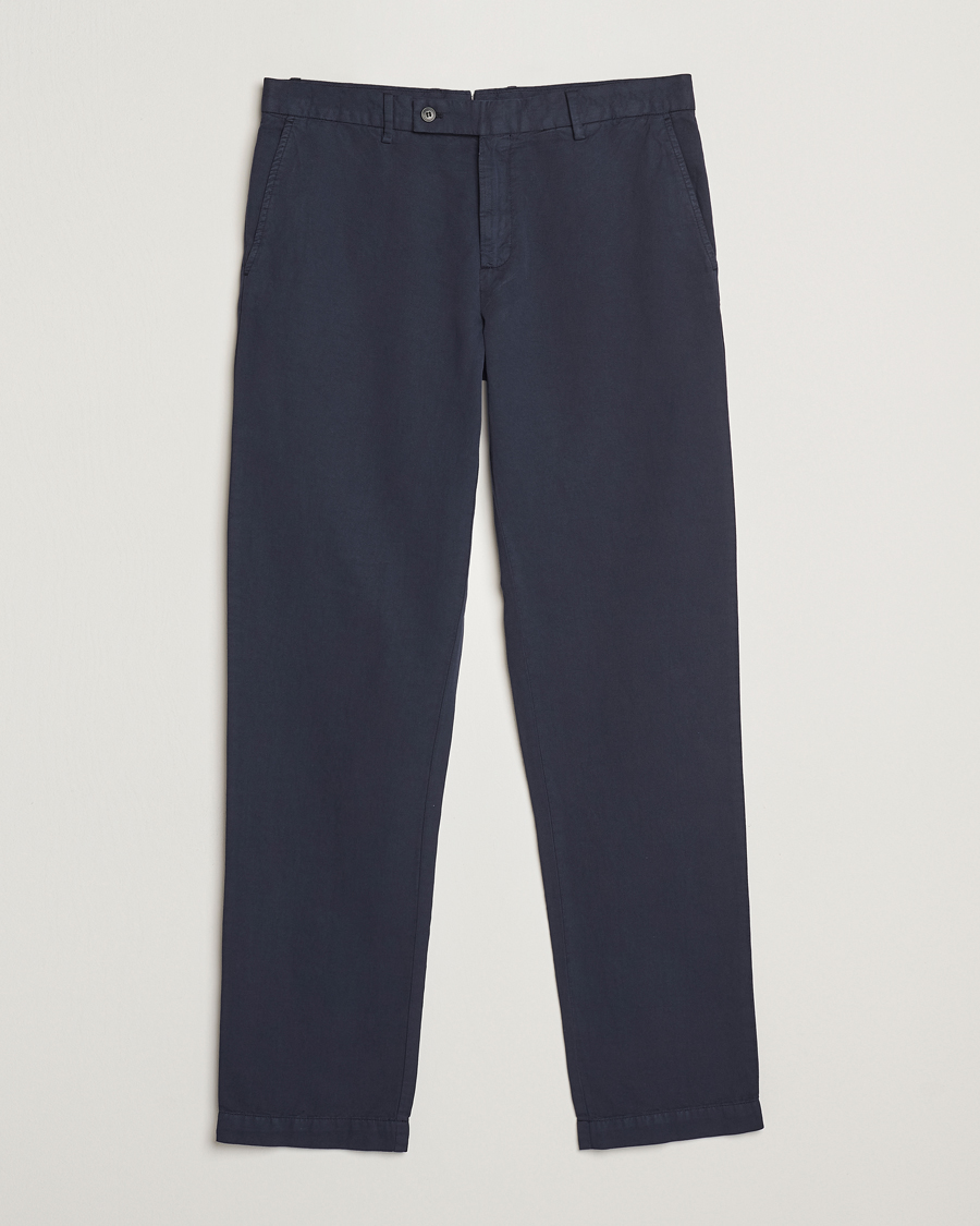 Homme | Pantalons | Sunspel | Cotton/Linen Trousers Navy