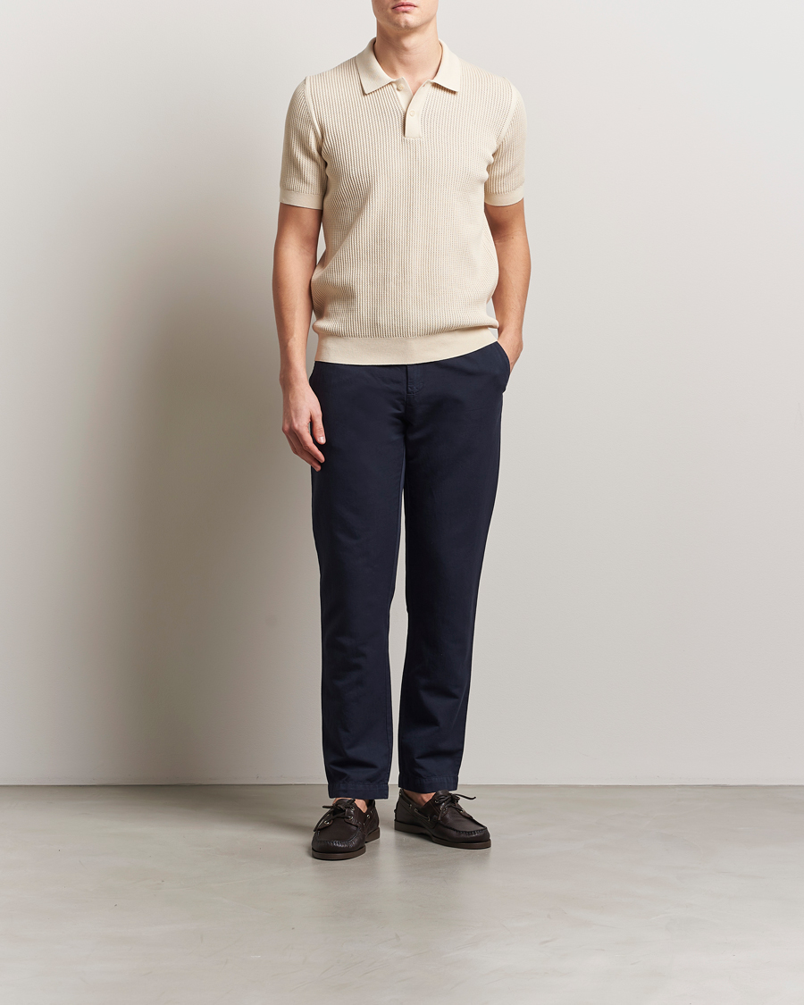 Homme | Pantalons | Sunspel | Cotton/Linen Trousers Navy