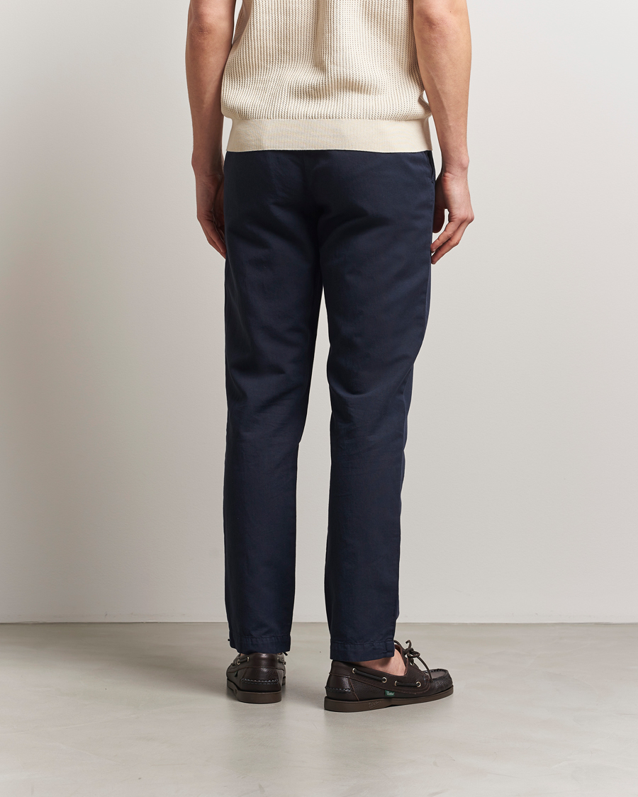 Homme | Pantalons | Sunspel | Cotton/Linen Trousers Navy