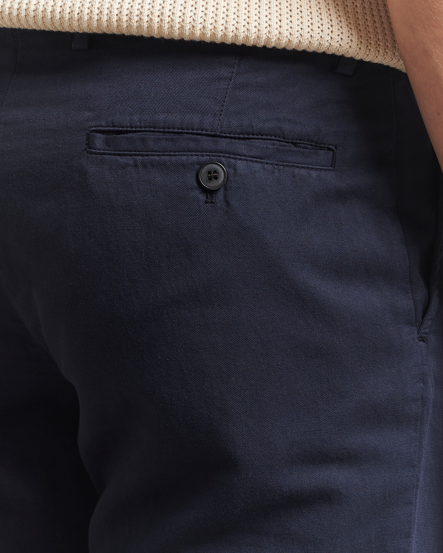 Homme | Pantalons | Sunspel | Cotton/Linen Trousers Navy