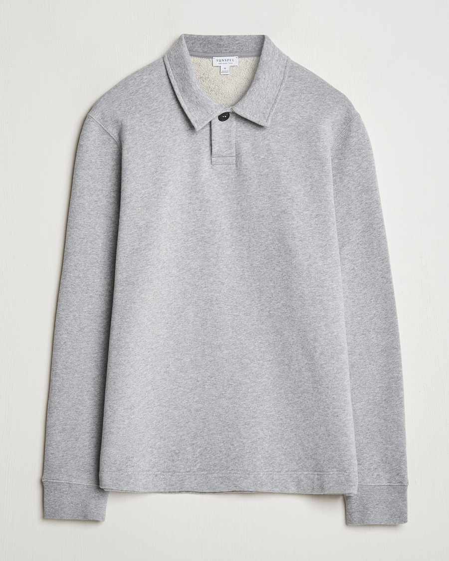 Homme | Pulls Et Tricots | Sunspel | Loopback Polo Sweatshirt Grey Melange