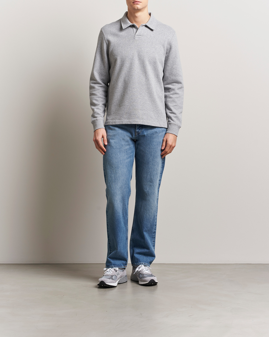 Homme | Pulls Et Tricots | Sunspel | Loopback Polo Sweatshirt Grey Melange