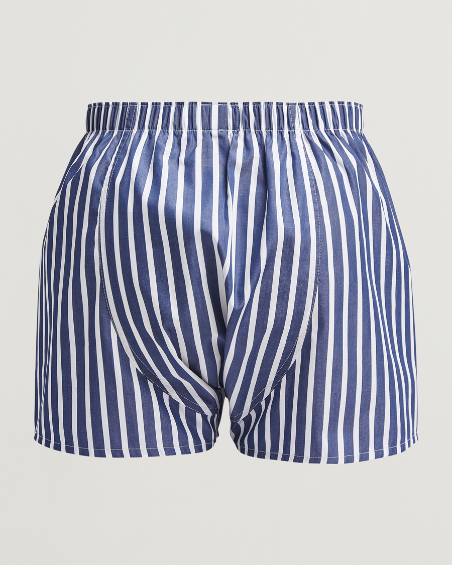 Homme | Sous-Vêtements Et Chaussettes | Sunspel | Classic Woven Cotton Boxer Shorts Navy/White Stripe