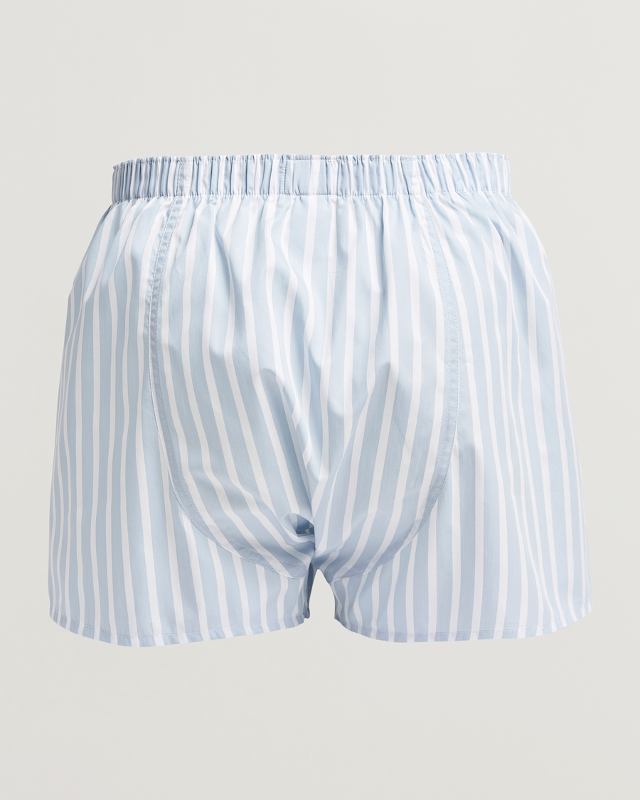 Homme | Sous-Vêtements Et Chaussettes | Sunspel | Classic Woven Cotton Boxer Shorts Sky Blue Barstripe