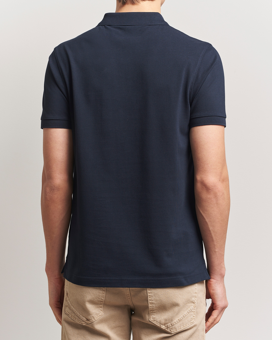 Homme | Polos | Sunspel | Supima Cotton Short Sleeve Pique Polo Midnight Navy