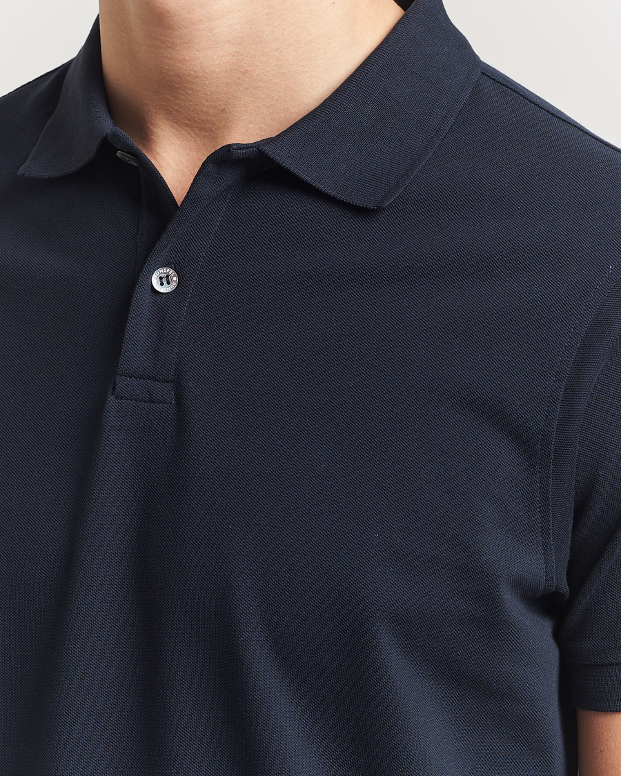 Homme | Polos | Sunspel | Supima Cotton Short Sleeve Pique Polo Midnight Navy