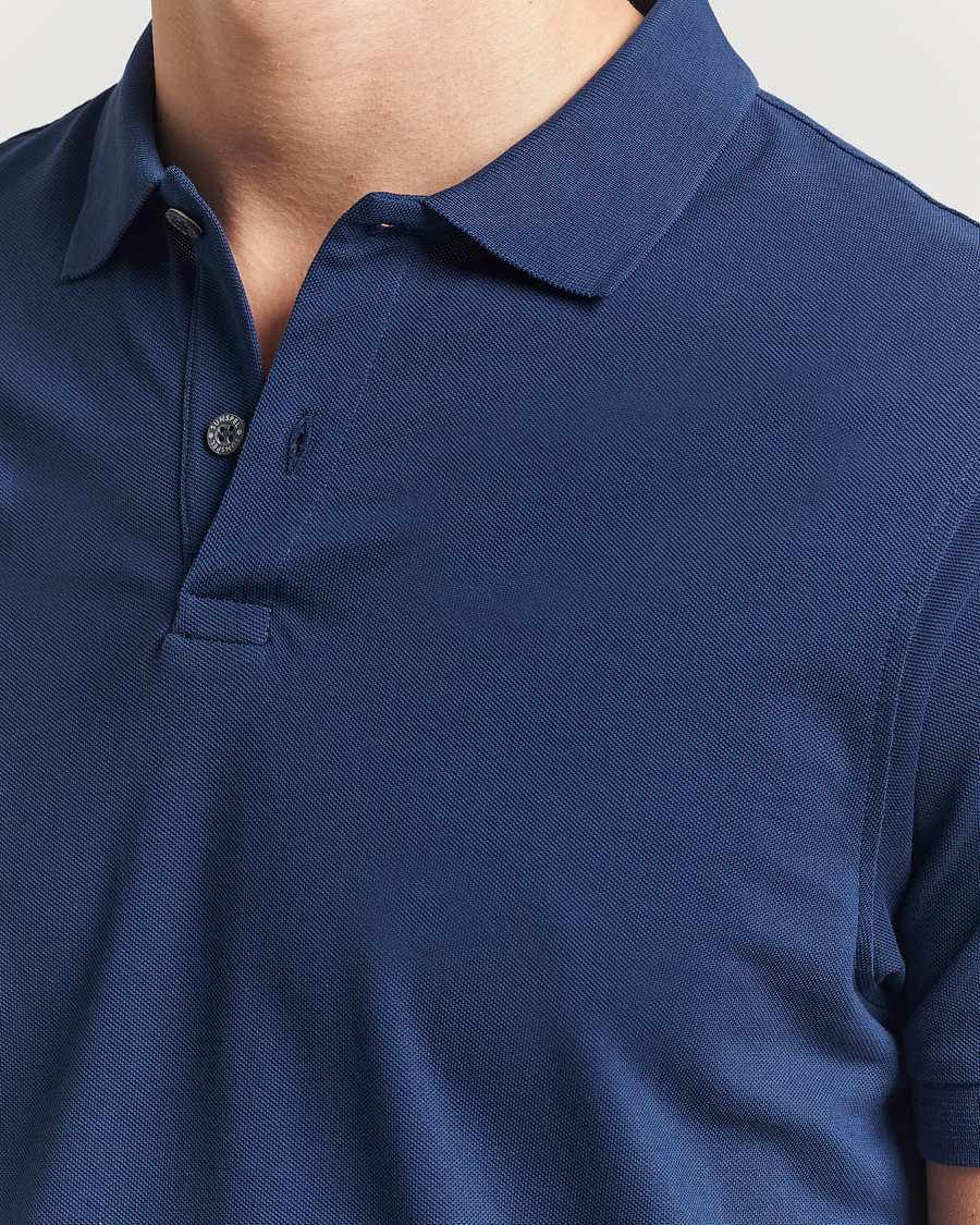 Homme | Polos | Sunspel | Supima Cotton Short Sleeve Pique Polo Ink Blue