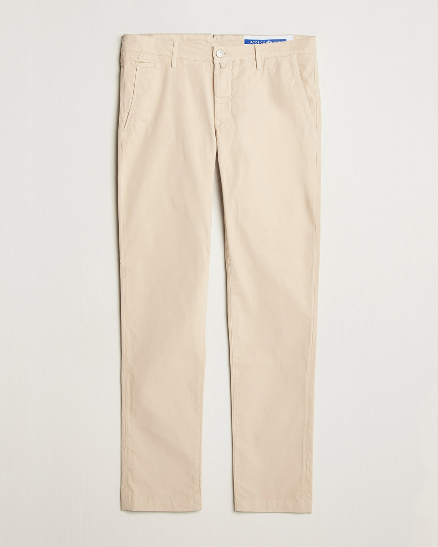 Homme | Pantalons | Jacob Cohën | Bobby Cotton Gabardine Chinos Beige