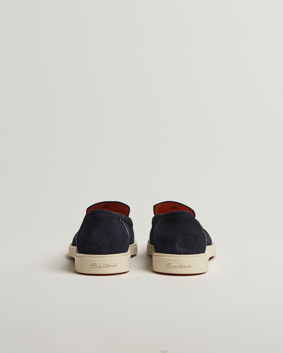 Homme | Santoni Detroit Loafers Navy Suede | Santoni | Detroit Loafers Navy Suede