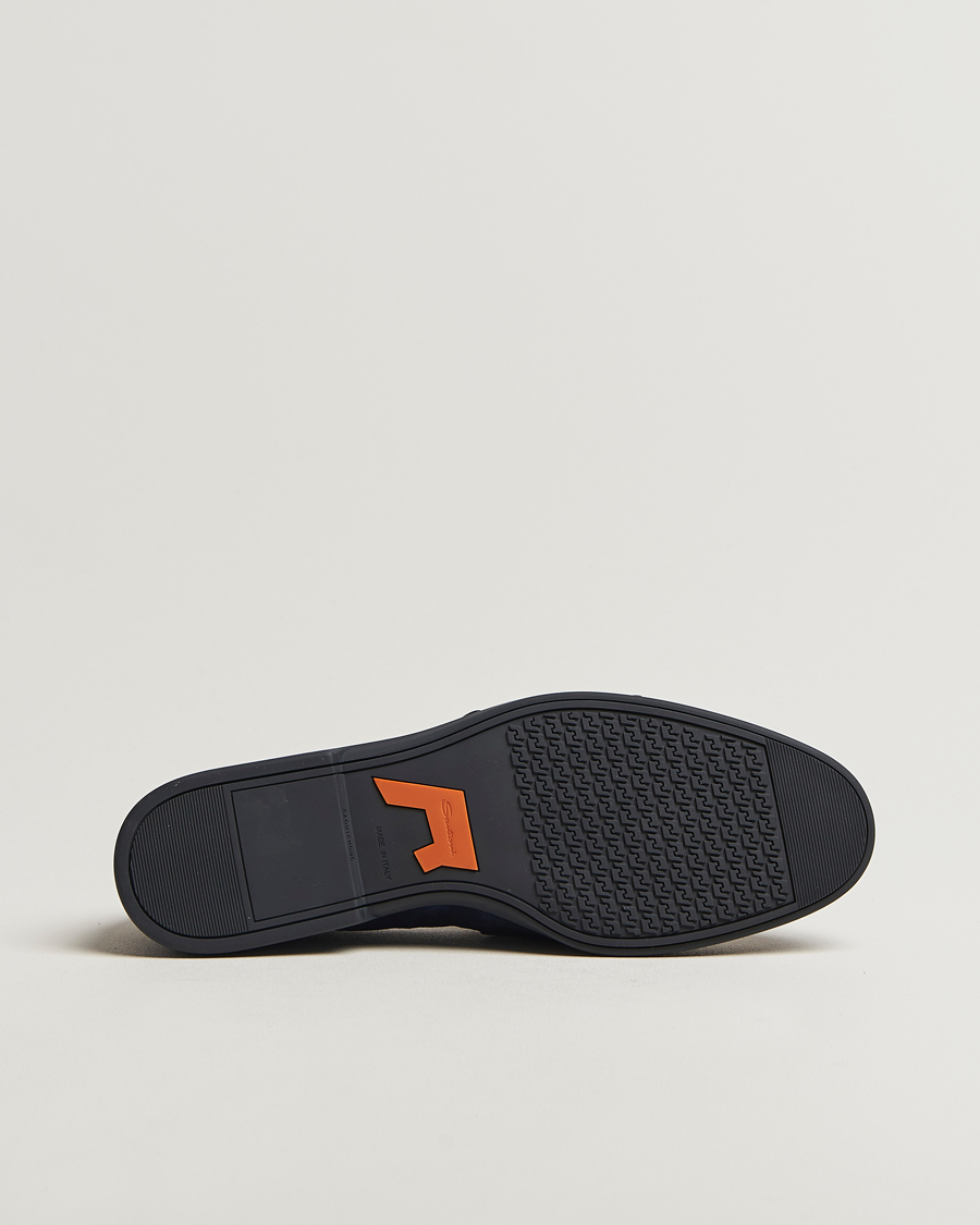 Homme | Santoni Malibu Double Buckle Loafers Navy Suede | Santoni | Malibu Double Buckle Loafers Navy Suede